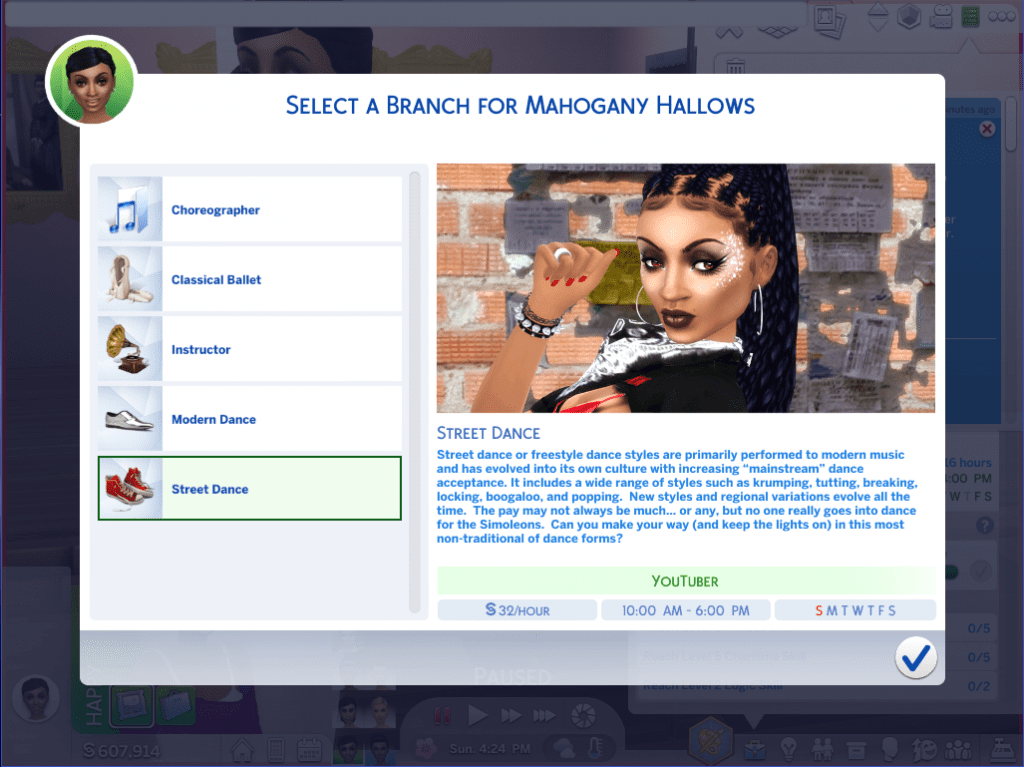 dançarino no The Sims 4
