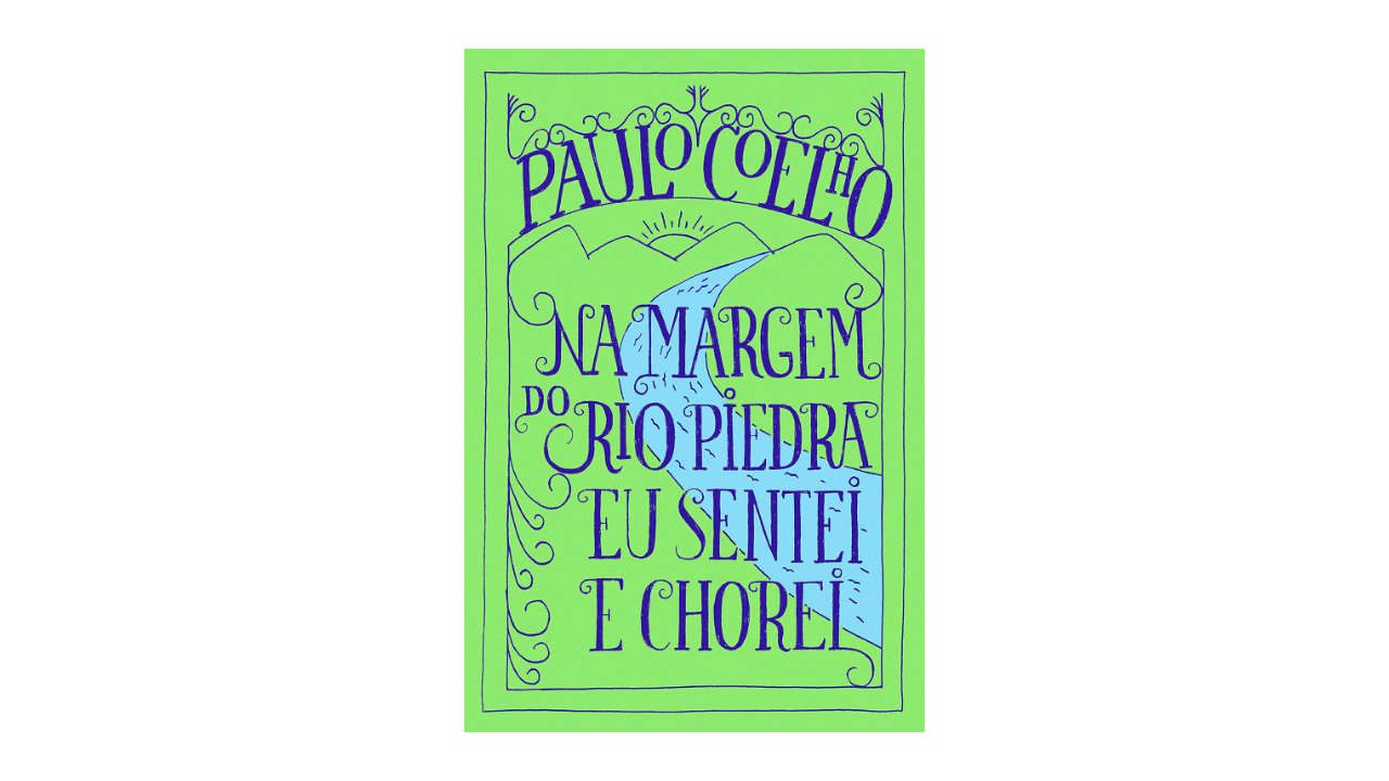 Lista com livros de Paulo Coelho (imagem do livro Na Margem do Rio Piedra Eu Sentei e Chorei).